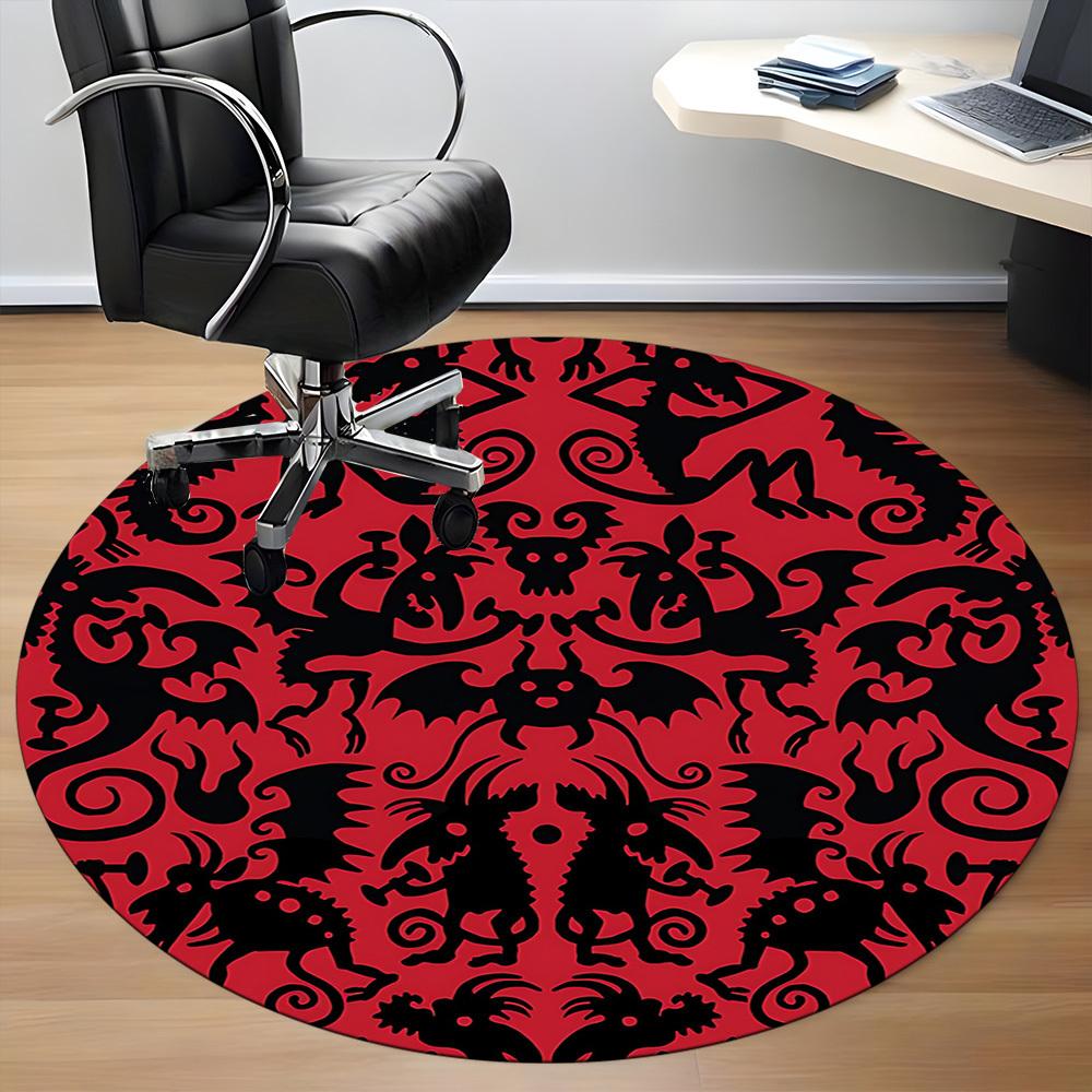 1pc Fantasy Creatures Office Round Area Rug, Mat Suitable For Office, Under Office Chairs Bedroom Living Room Home Decor, Room Deco