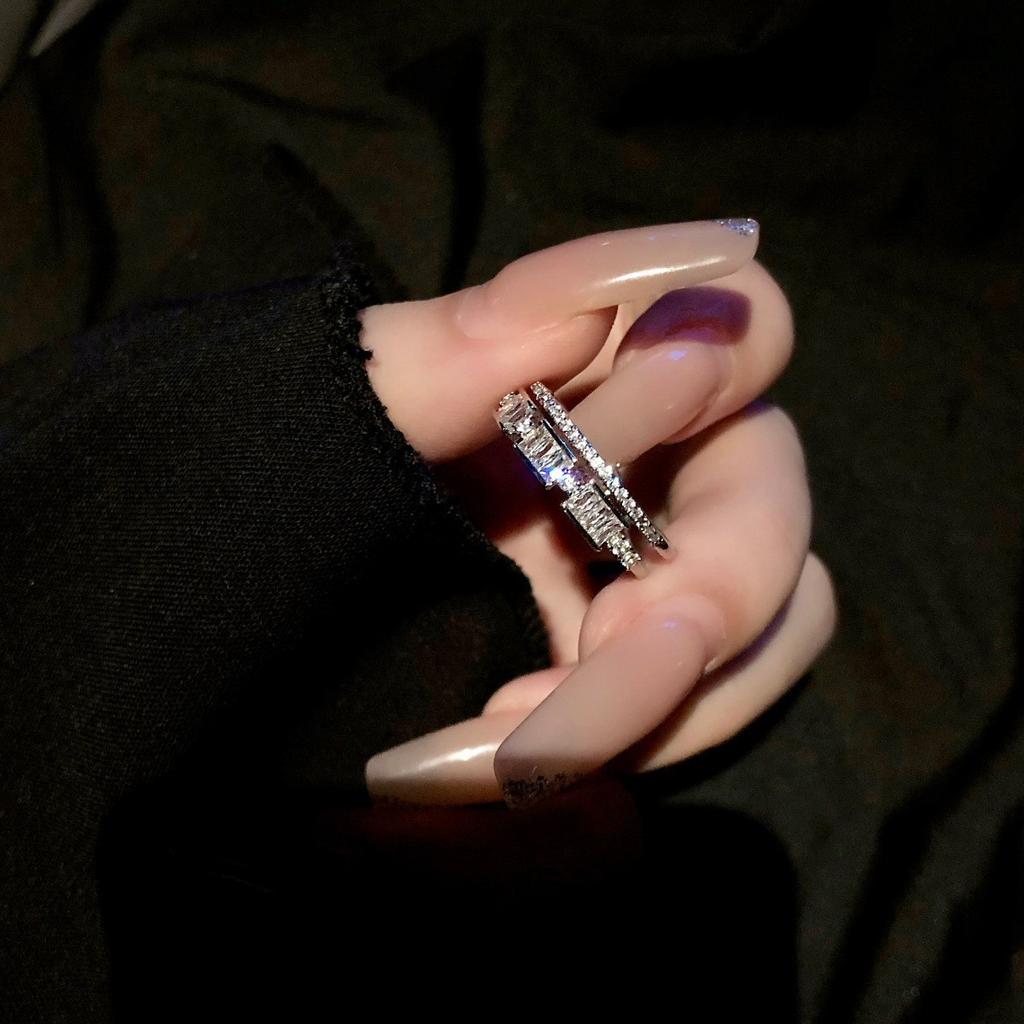 Zircon love open ring light luxury high sense index finger ring personality niche Internet celebrity ring fashion jewelry