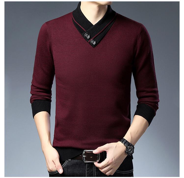 Pierre Cardin Men's Thickened Knit Pullover – Casual Autumn/Winter Long-Sleeved Sweater for Middle-Aged Men