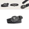 Punk Skull Leather Belt For Men With Metal Snap Closure For Casual Streetwear