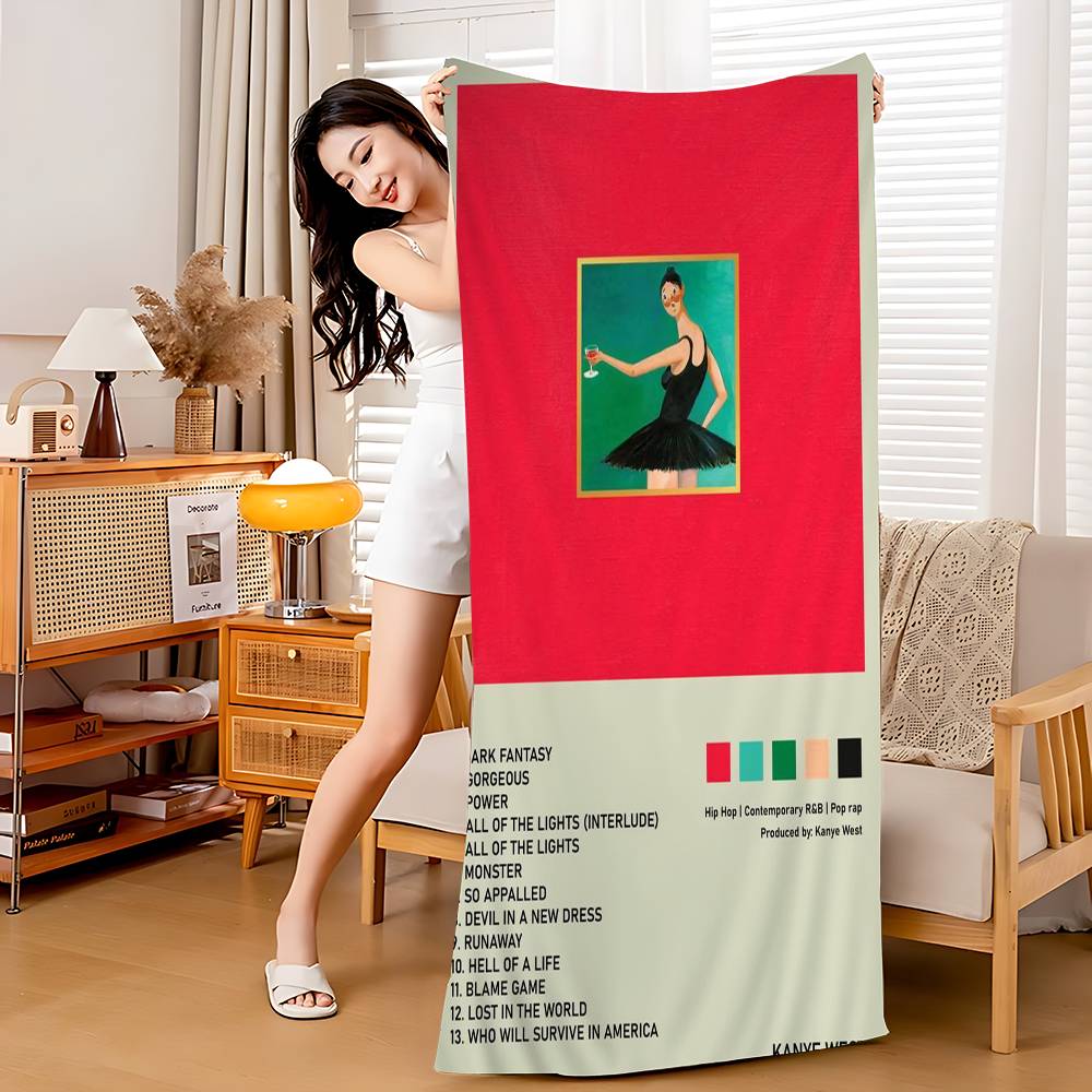 Rapper Hip Hop Pop Singer Kanye West Beach Towel Colorful Bath Towels for Girl Microfiber Sand Free Beach Yoga Spa Gym Pool