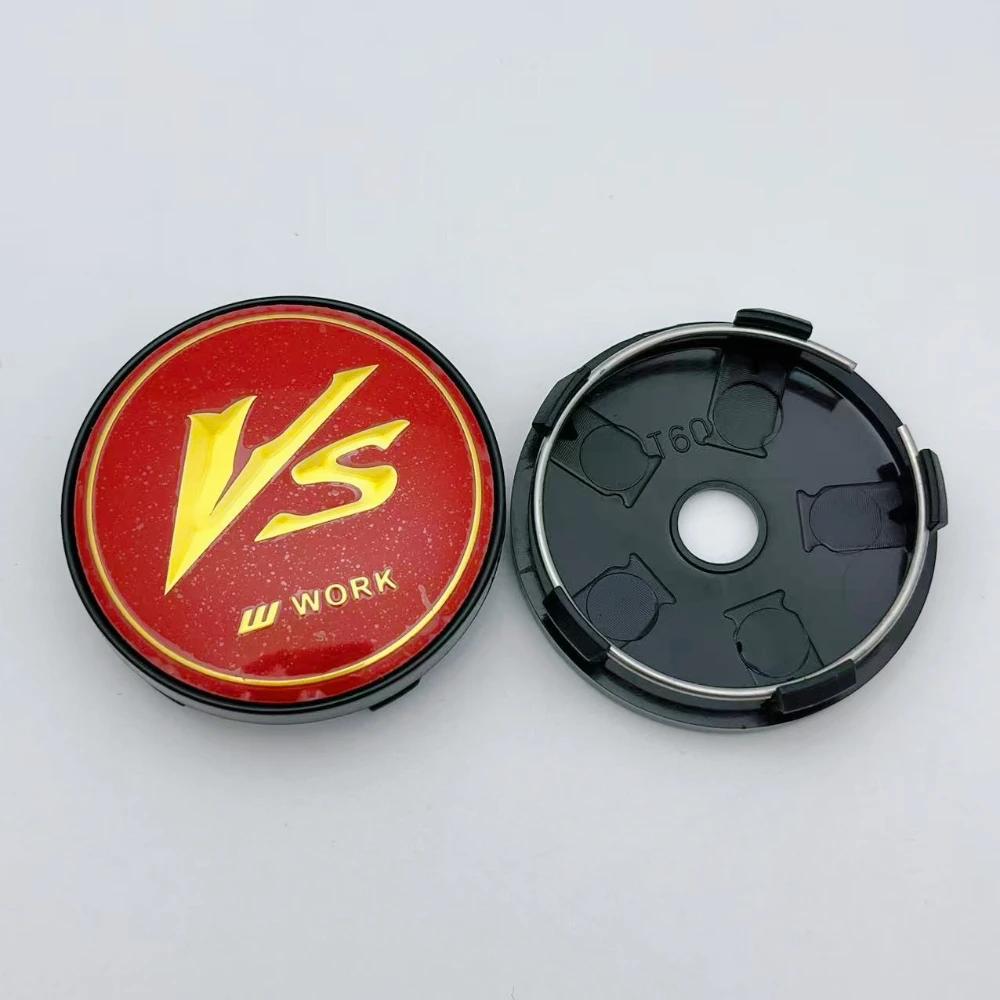 4pcs 60MM ( 56MM I.D ) VS W Work Logo Emblem Badge Car Wheel Center Caps Auto Rim Dust Cover Wheel Hub Hubcaps Car Accessories