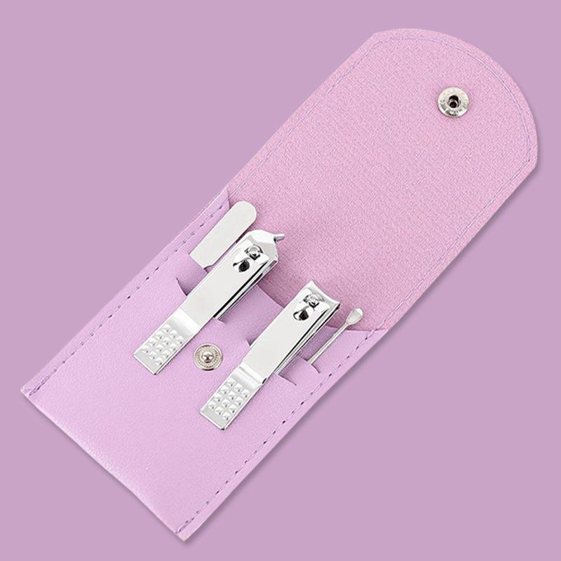 Colorful Folding Bag Nail Clipper Set Portable 4-piece Ear-picking Nail Manicure Kit Home Manicure Clipper Set