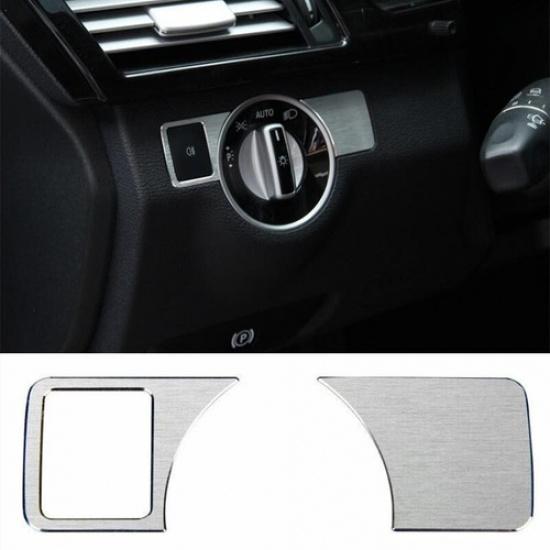 2009-2015 For Benz E-Class Silver Aluminum Headlight Switch Control Cover Trim