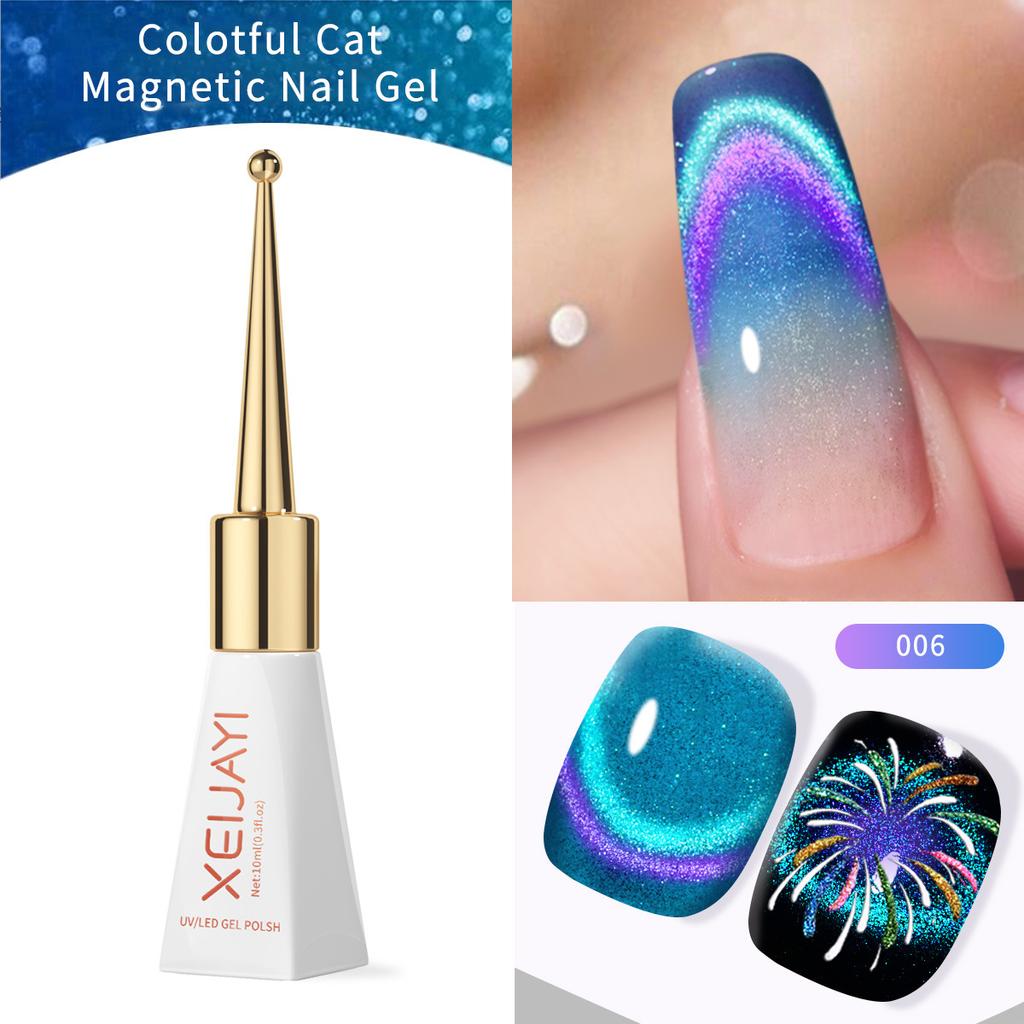 10ML 3D Effect Magnetic Cat Eye Gel Nail Polish Long Lasting Salon Quality Galaxy Firework & Shifting Sand Nail Art UV/LED Cured