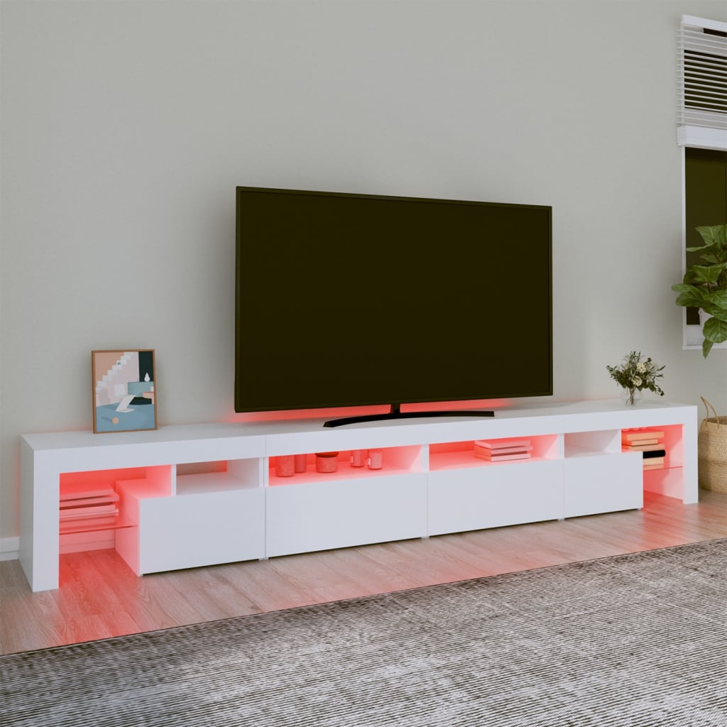 Vidaxl Szafka Pod Tv Z Oświetleniem Led, Biała, 260X36,5X40 Cm
