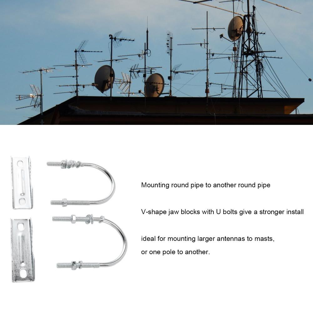 Iron U Bolts Easy Installation Mast To Mast Mount Bracket Antenna Mast Clamp Kit Network Bridge