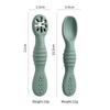 2Pcs/Set Baby Silicone Grinding Training Spoon Feeding Complementary Food Rice Paste Double Headed Soft Spoon Sticky Licking Rod
