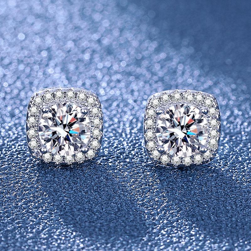 2025 Zirconia Stone Diamond Clavicle Chain Simple Inlaid Zirconia Ring Earnail Pendant Three Piece Set Birthday Gift