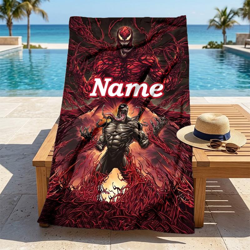 Custom Name Carnage Stylish Digital Printing Beach Towel Quick‑Drying Absorbent Blanket for Beach Pool Gym Travel