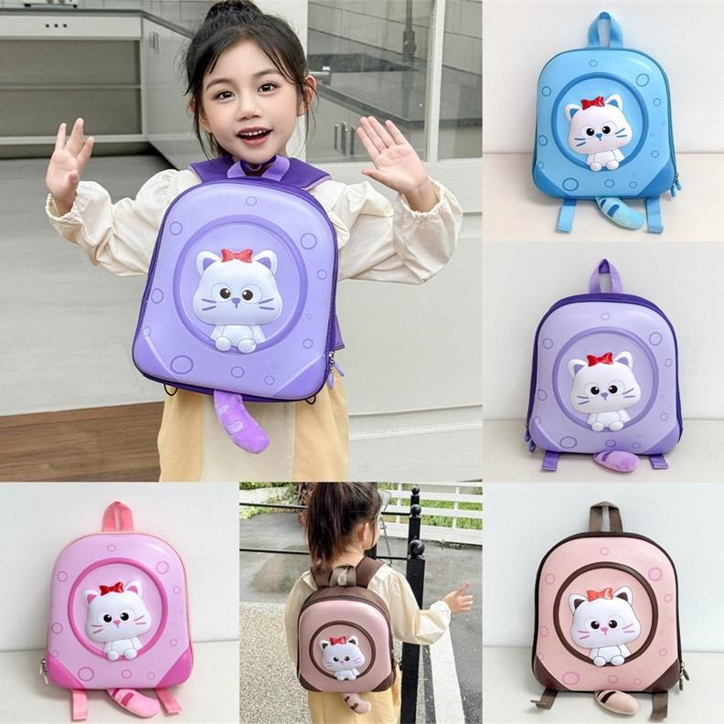 Toddler Girl Boy Backpack With Cartoon Cat Design And Durable Material For School