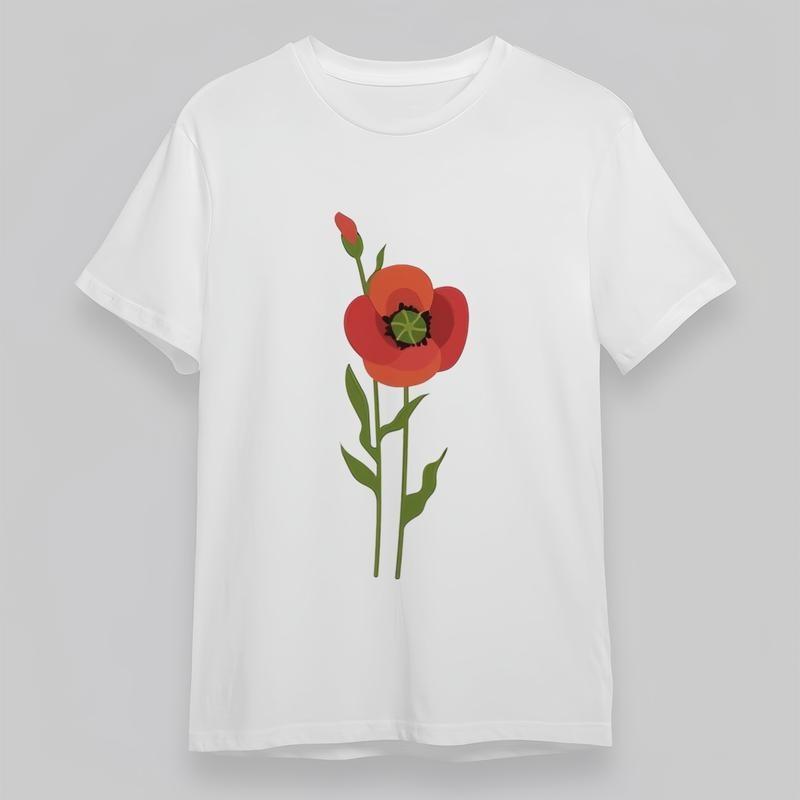 

Women s Plus Size Edgy Classic T-Shirt Red Poppy Flower Graphic 100% Cotton Tee L