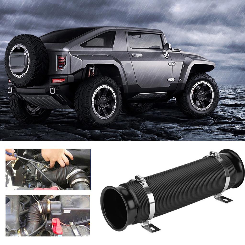76mm 3inch Universal Car Cold Air Intake Inlet Pipe Flexible Duct Tube Hose Kit Black