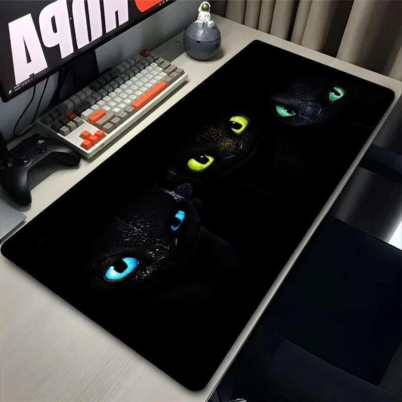 Mouse Pad Laptop Gaming Accessories Keyboard Rug XXL Anime Ttoothless Fury Dragon Desk Mat PC Kawaii Black Mousepad Soft Carpet