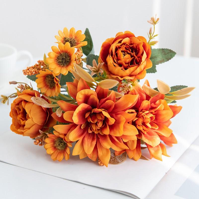 Artificial Flowers Silk Dahlia Roses Daisy Festival Garden Arch Wall Wedding Bridal Bouquets Party Decoration Diy Gift Hot sales