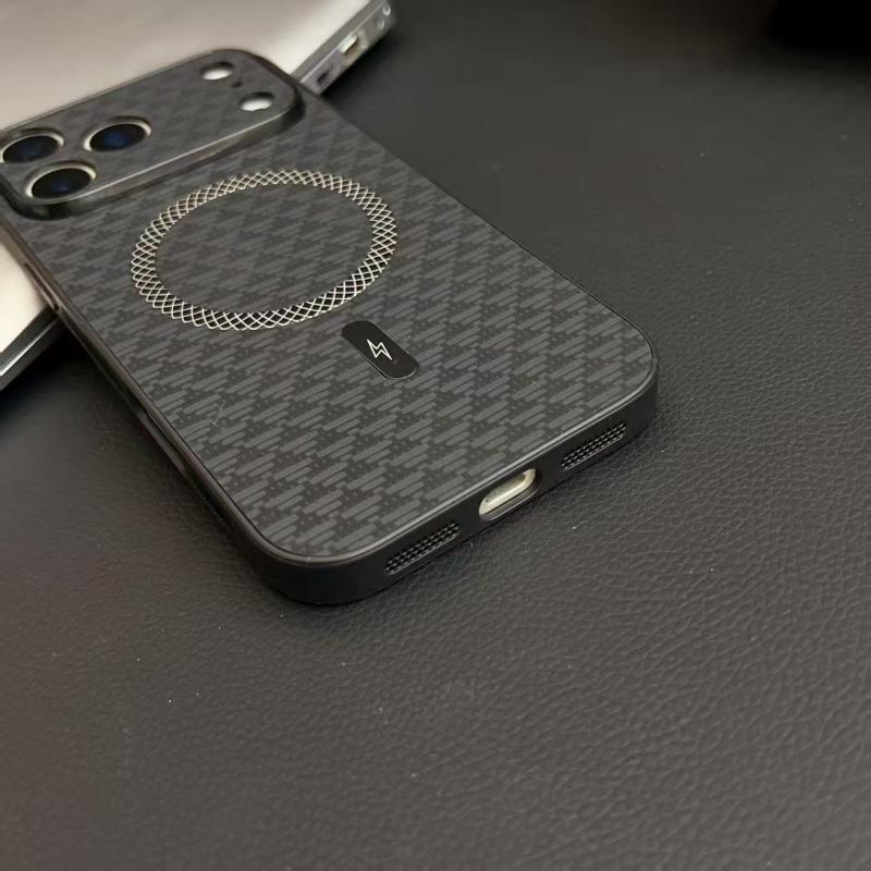 For Magsafe Leather Texture Magnetic Phone Cases For iPhone 16 15 14 17 Pro Max 16e Plus Case Wireless Charging Shockproof Cover