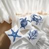 4Pcs Sea Life Coastal Throw Pillow Covers ,Decorative Pillows For Couch Sofa Living Room Bedroom, Starfish Turtle Crab Decor