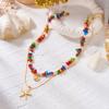 Bohemia Ocean Starfish Pendant Choker Necklace for Women Colorful Stone Imitation Pearl Shell Necklaces Holiday Party Jewelry