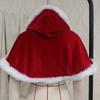 Thick Christmas Hooded Cloak Polyester Xmas Cape Soft Women Ponchos  Autumn Winter