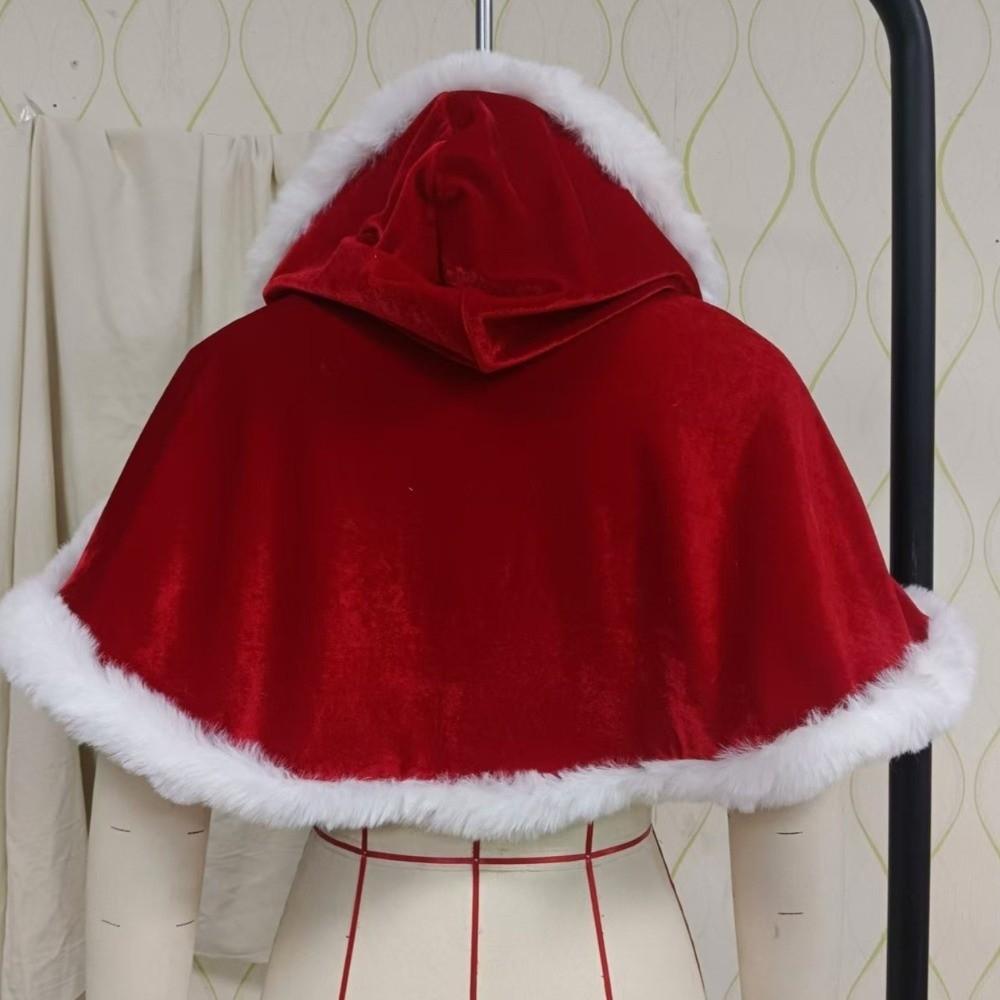 Thick Christmas Hooded Cloak Polyester Xmas Cape Soft Women Ponchos Autumn Winter