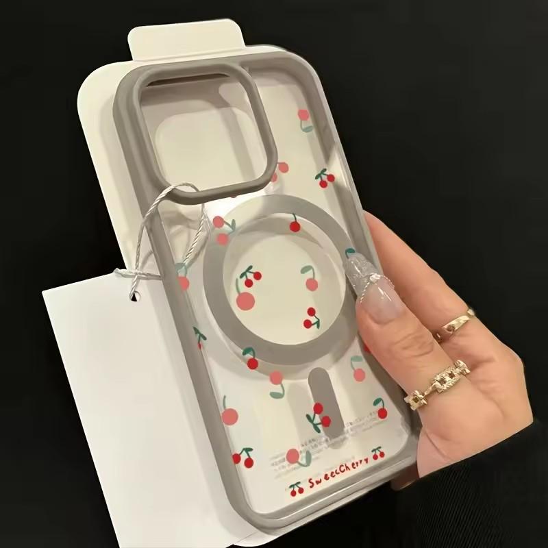 For Galaxy S25FE Case Red Cherry Alphabet Case for Samsung S26 Ultra S24 Plus S23 A57 A37 A56 A55 Magnetic Wireless Charge Cover