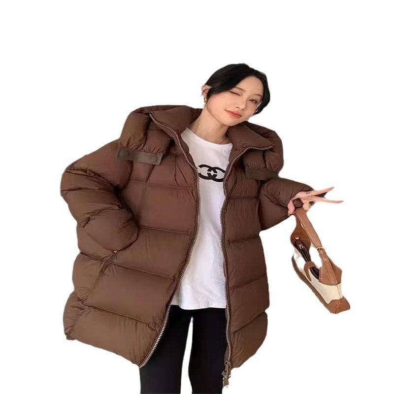 2024 winter new puff soft waxy hooded high-end thickened white duck down light warm down jacket Korean version of women's tide