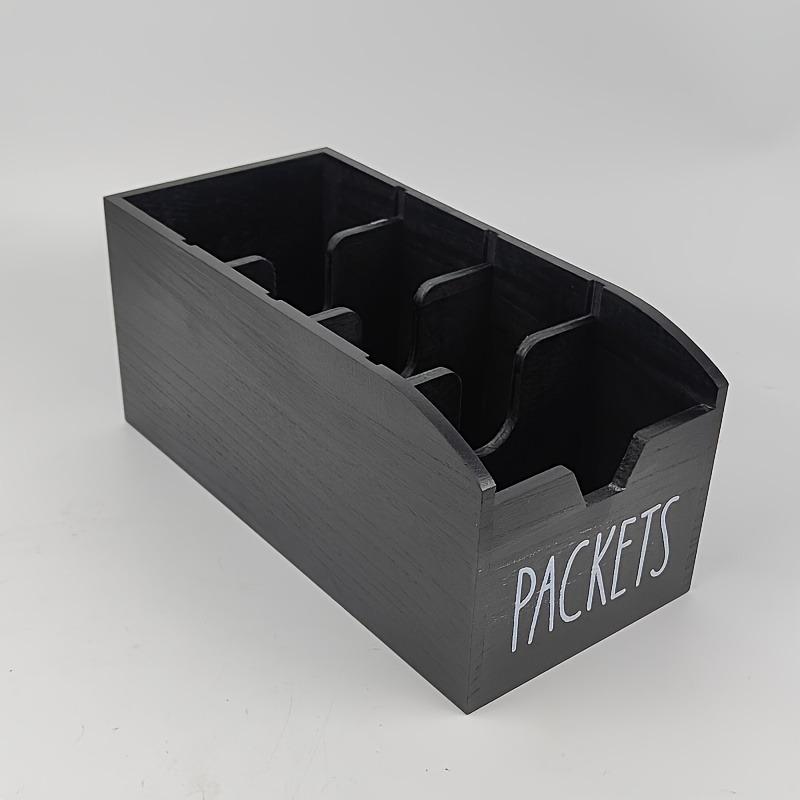 

1pcs Wooden Tea Bag Storage Box Spice Sachet Display Shelf Multi-Purpose Snack Organizer for Kitchen Cabinet Countertop 28x13.4x12.7cm чорний