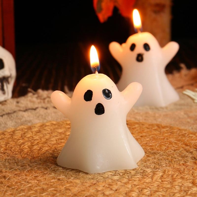 Pack of 10 Funny Ghostly Shape Candle for Halloween Festivities Party Paraffin Wax Candle Table Centerpieces Decoration
