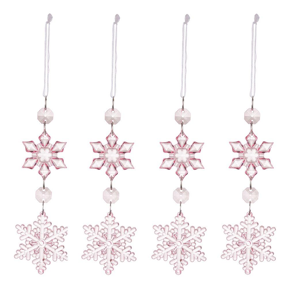 4pcs Colorful Snowflake Ice Strip Pendants Xmas Tree Hanging Ornament  Winter Party Home Decor