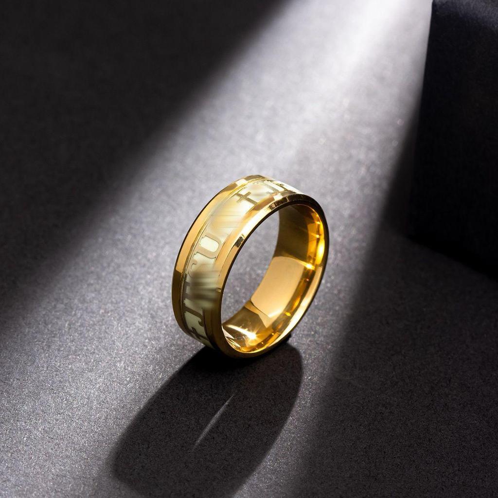 European & American Minimalist Stainless Steel Luminous Ring: Halloween, Easter & Christmas Jewelry