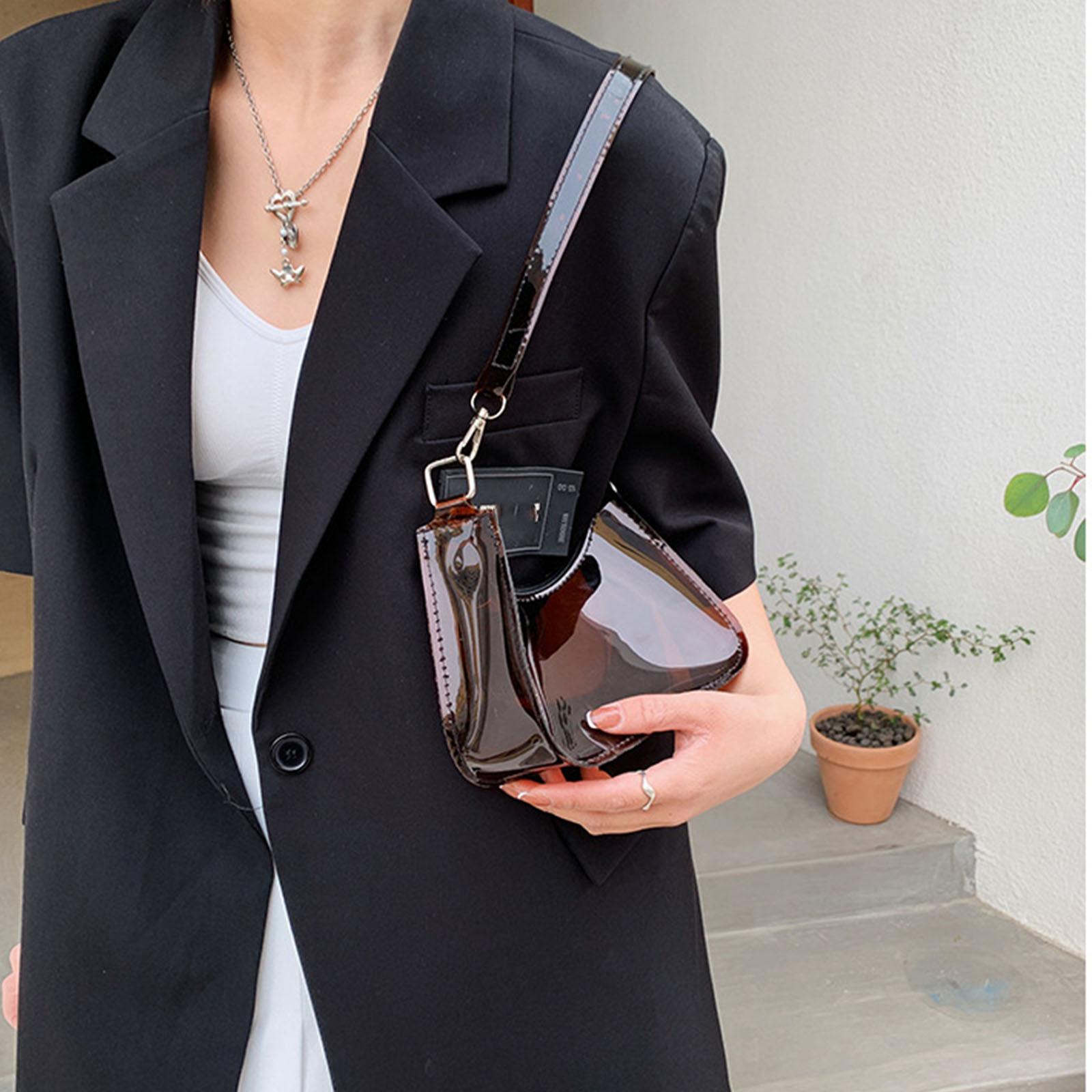 Модная винтажная женская однотонная прозрачная сумка через подмышку — фото 8