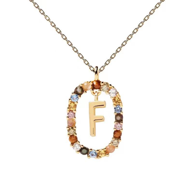 European & American Spanish Zircon Alphabet Necklace - Stylish Clavicle Chain Pendant