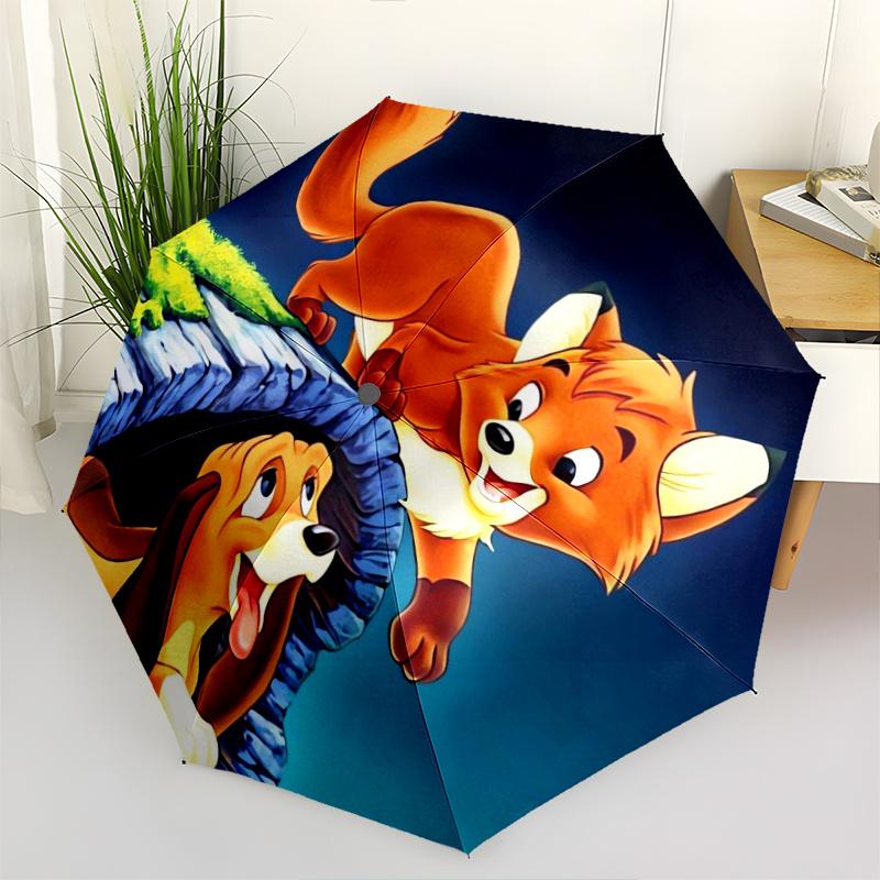 

Disney Cartoon The Fox and the Hound Automatic Opening and Closing Umbrella - Lightweight 3-Fold Design, Suitable for Fans, Travel, Daily Us