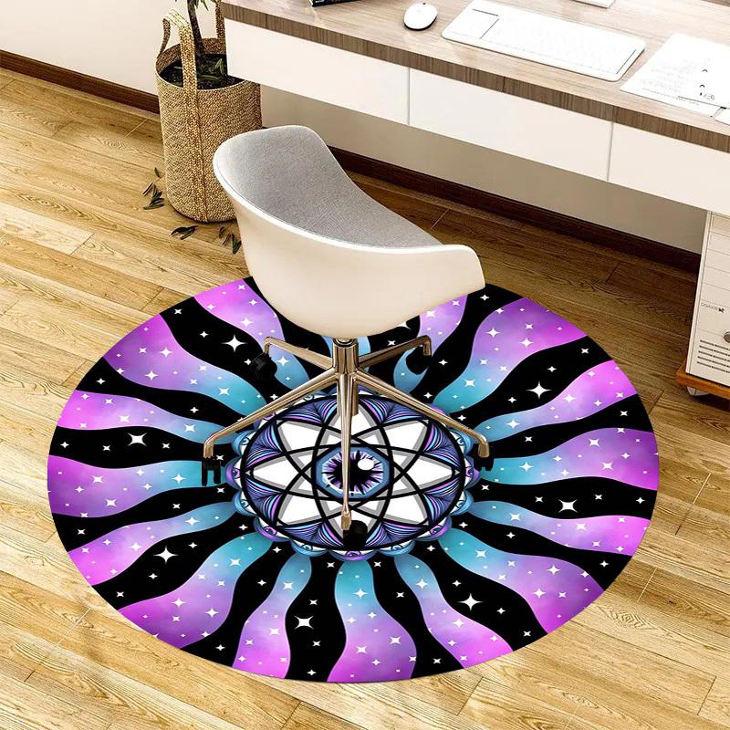 1pc Psychedelic Eye Mandala Round Carpet, Made of Polyester,Perfect for Decorating Office Chairs, Living Rooms,Vibrant Decorative Rug