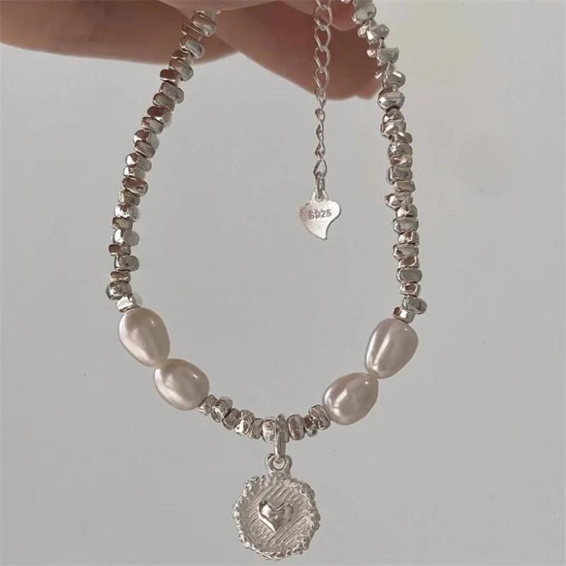 925 Silver Bracelets Heart Shaped Partial Pearls Knots Bracelet for Women Fashion Charm Bracelet Original Party Jewelry