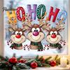 Glass Door Decor Christmas Static Cling Window Stickers, Cartoon Reindeer HOHOHO Art Decals, Surface Embellishments Festive Holiday for Home