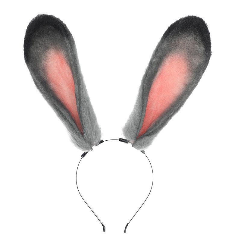 Simulation animal ear hair accessories party comic show dress up rabbit ears headdress plush rabbit police officer rabbit ear headband decoration