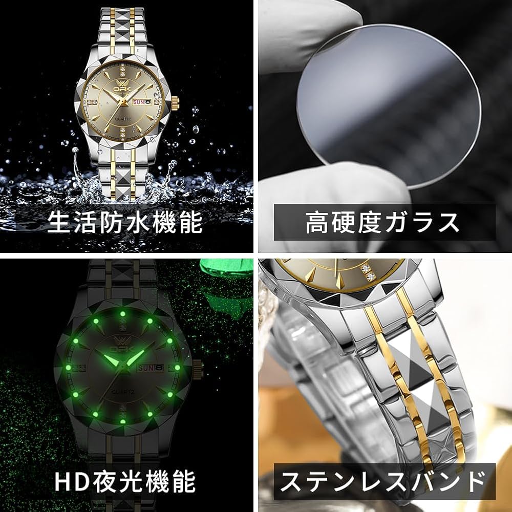 OPK Women's Quartz Analog Watch Simple Lightweight Classic Waterproof Gray with Date Function and Luminous Display