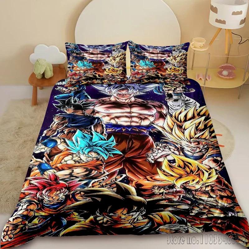 Anime Duvet Cover Dragon Ball Bedding Set Comforter Cover Super Saiyan Quilt Covers Bedclothes Twin Single King Kids Adult Gift