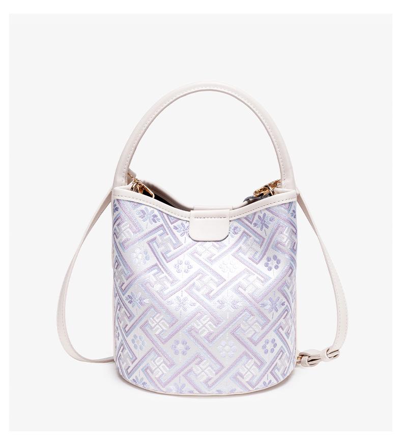 Guangxi Zhuang Brocade Women's Large Capacity Soft Leather Bucket Tote Bag - 2026 New Design