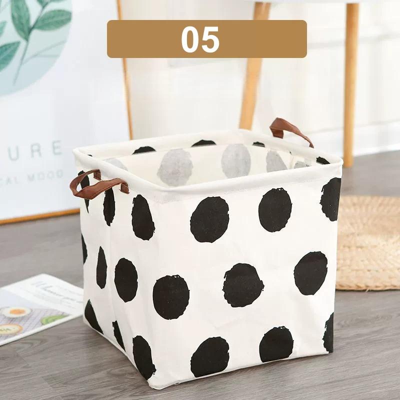 Foldable Cotton Linen Laundry Basket Dirty Clothes Hamper Household Storage Organizer Multifunctional Sundries Storage Bin