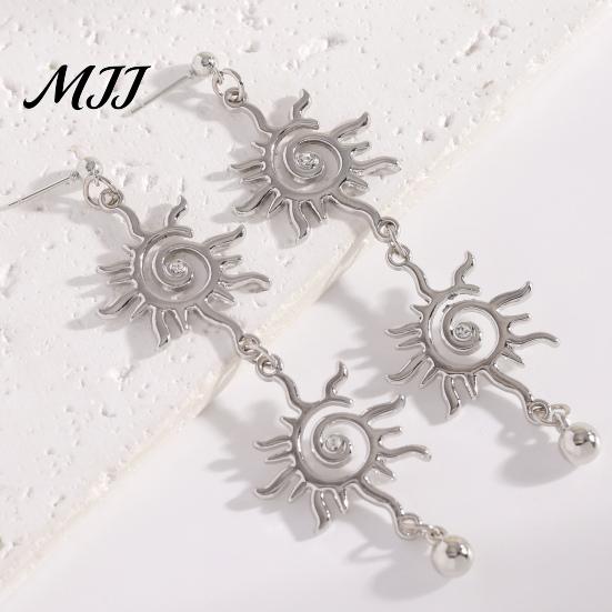 Retro Bohemian Earrings Bracelet Double Sun Spiral Pendant Ethnic Style Micro-Paved Cubic Zirconia Inlaid Shape Drop Jewelry Gift