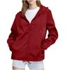 Women Solid Rain Jacket Outdoor Plus Waterproof Hooded Raincoat Windproof