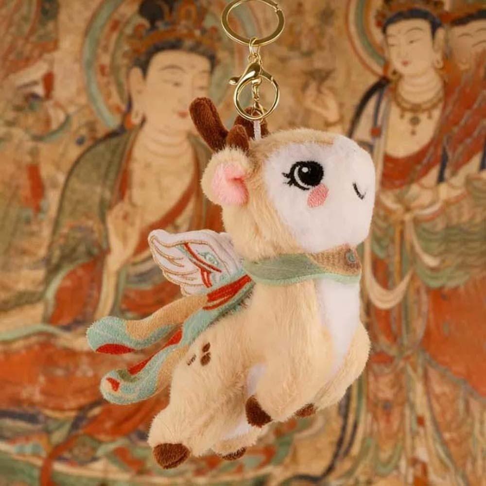 Soft Nine-Colored Deer Keychain Cartoon Plush Doll Key Ring Flying Cat Pendant Festival Gifts