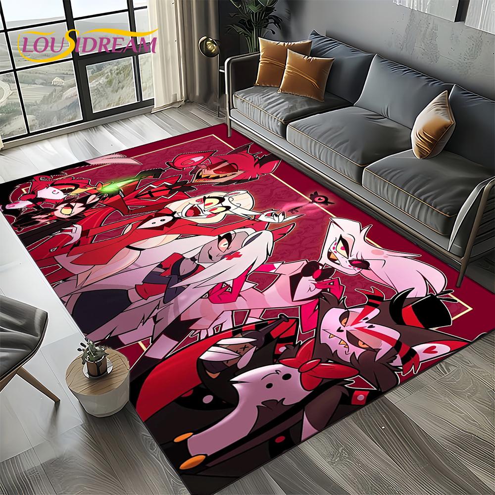 2025 H-Hazbin Hotel Charlie Cartoon Carpet Rug for Bedroom Living Room Home Sofa Decoration,kids Game Play Decor Floor Mat Gift