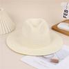 Fashion Solid Color Panama Straw Hat Lightweight UV Protection Wide Brim Sun Hat Breathable Beach Hat Vacation