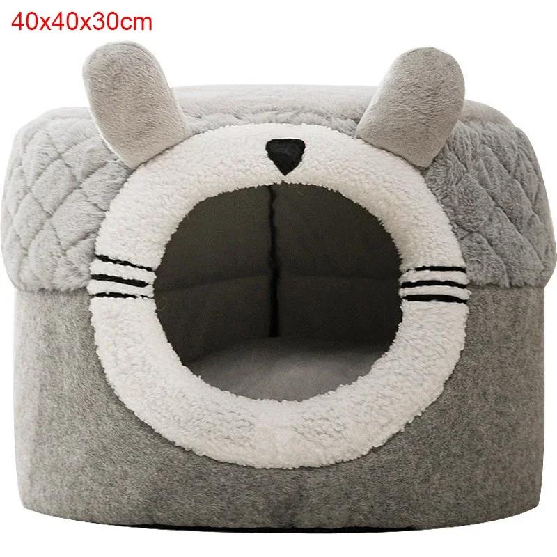 Cat Pet Bed Cave Warm Tent Soft Indoor Enclosed Covered Cavern House For Cats Kittens Small Pets With Removable Cushion Pad