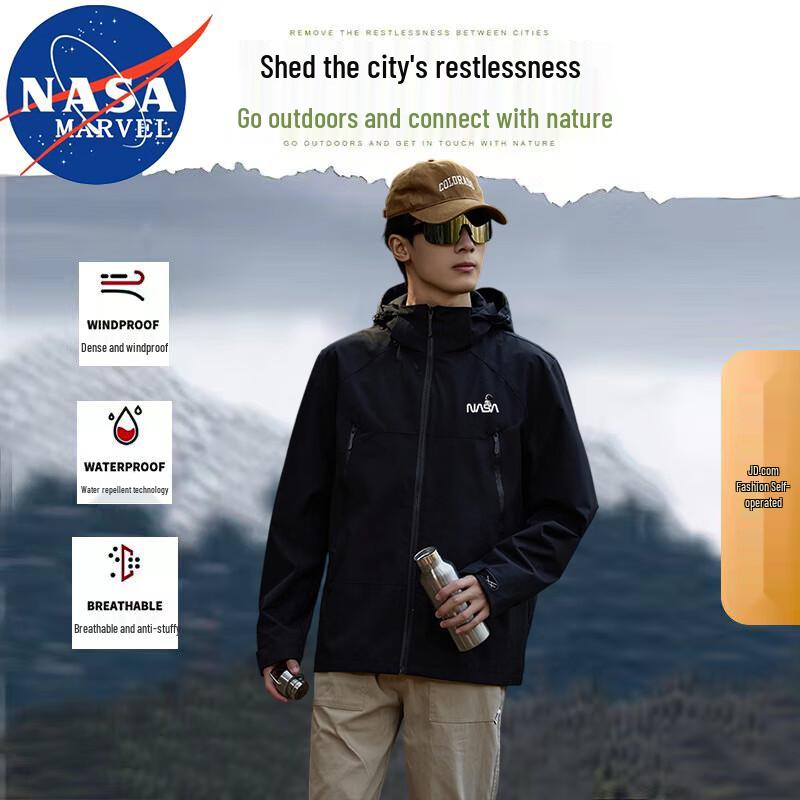 

NASA MARVEL Men s Hooded Windproof Waterproof Jacket 4XL