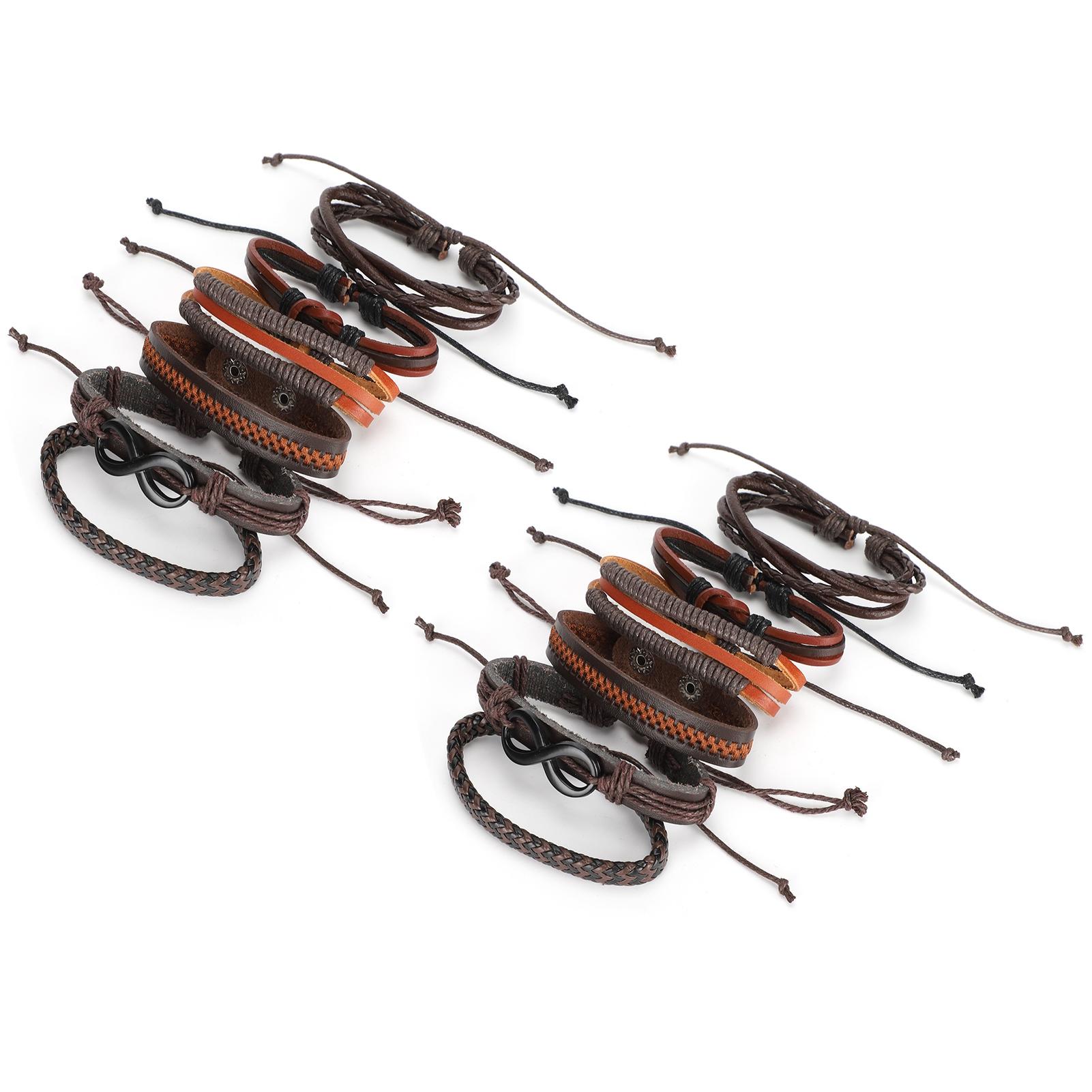 

2 комплекта плетеных браслетов из многослойной кожи, модные браслеты, унисекс, украшения на запястье