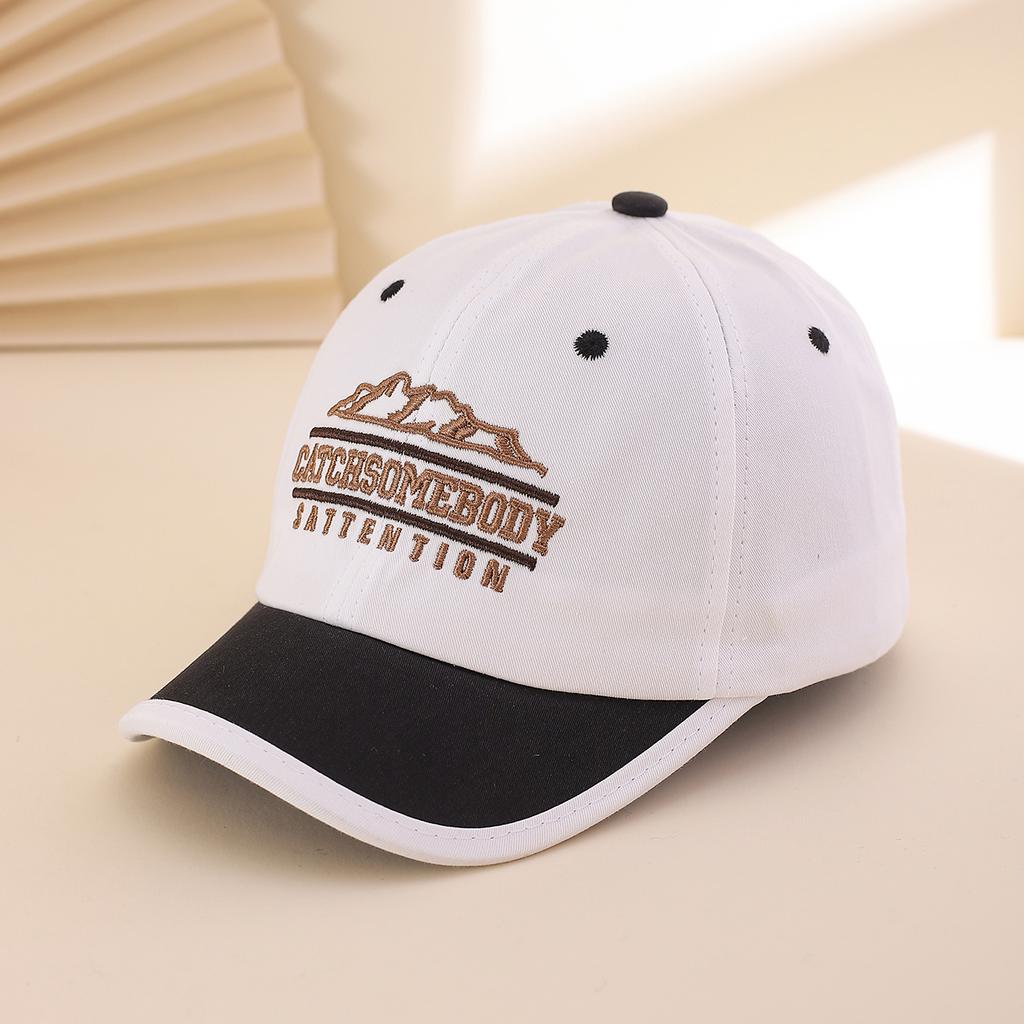 Fashion Embroidered Letter Patched Mountain Peak Short Brim Baseball Cap, Soft Top Adjustable Snapback Hat for Outdoor Cycling